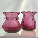 Vintage Pilgrim Cranberry Glass Vases Handmade in USA