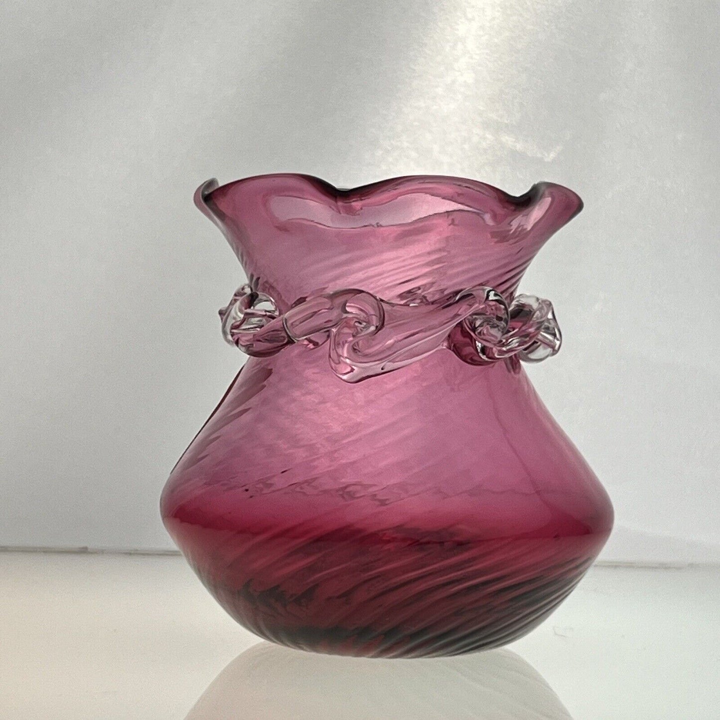 Vintage Pilgrim Cranberry Glass Vases Handmade in USA