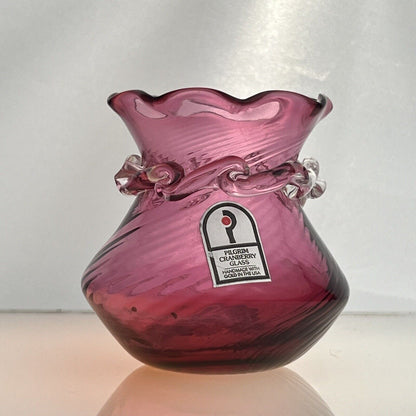 Vintage Pilgrim Cranberry Glass Vases Handmade in USA