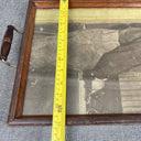 Antique Wood Glass Serving Tray with Woodworker Poster 19"x13"