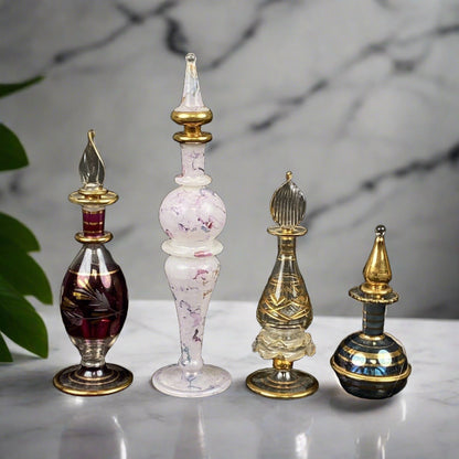 Royal Limited Hand Blown Glass Perfume Bottles Mixed Size Lot of 4