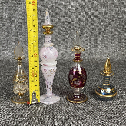 Royal Limited Hand Blown Glass Perfume Bottles Mixed Size Lot of 4