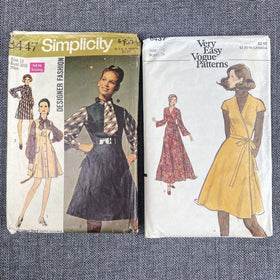 Vintage Women Sewing Patterns 1970s' Vogue 8437 Size 12 Simplicity 8447 size 10