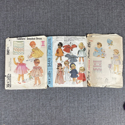 Vintage Toddlers Sewing Patterns 1970's #7842 #9449 #2553 Size 1