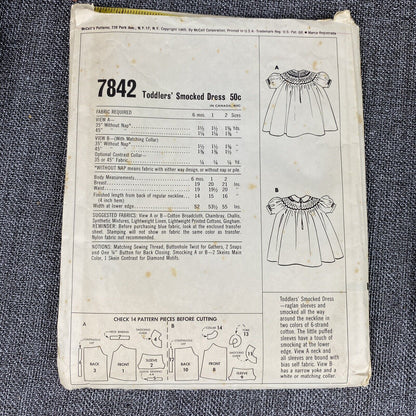 Vintage Toddlers Sewing Patterns 1970's #7842 #9449 #2553 Size 1