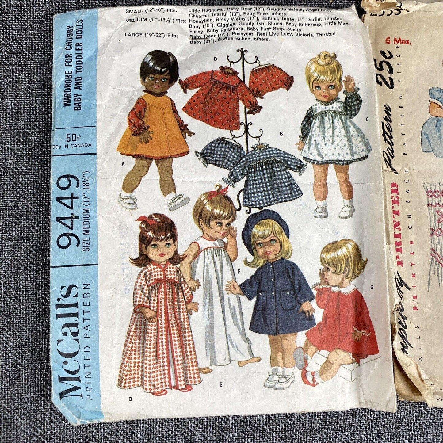 Vintage Toddlers Sewing Patterns 1970's #7842 #9449 #2553 Size 1