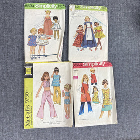 Vintage Children Kids Sewing Patterns 1970's #5534 #9732 #8563 # 9730 Size 2-4