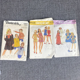 Vintage Girls Sewing Patterns 1970's  #4987 #6426 #7242 Size 8