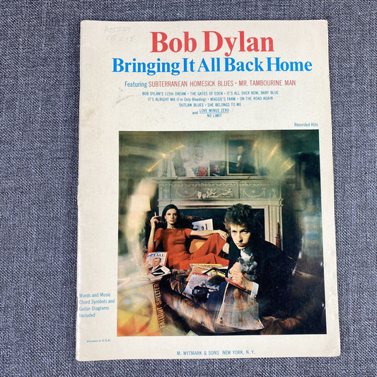 Vtg 1965 BOB DYLAN  BRINGING IT ALL BACK HOME SONG BOOK / Sheet Music