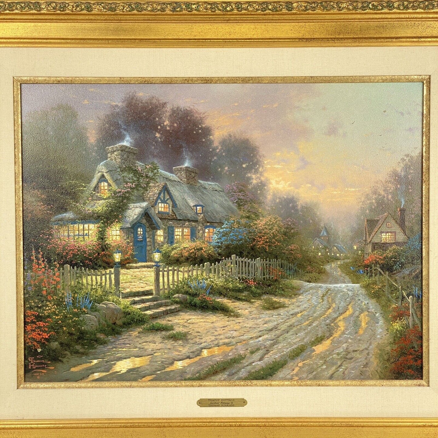 Thomas Kinkade Teapot Cottage 24"x18" GALLERY PROOF SIGNED 367/740 Framed VIDEO