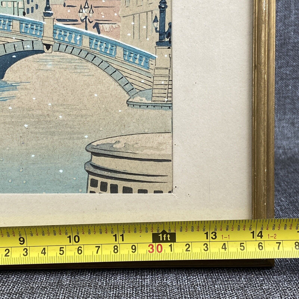 Vintage Original Tokuriki Tomikichiro Woodblock Print of Nihonbashi Bridge Japan