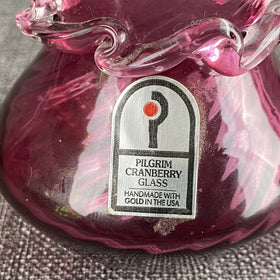 Vintage Pilgrim Cranberry Glass Vase Handmade in USA Lot of 2