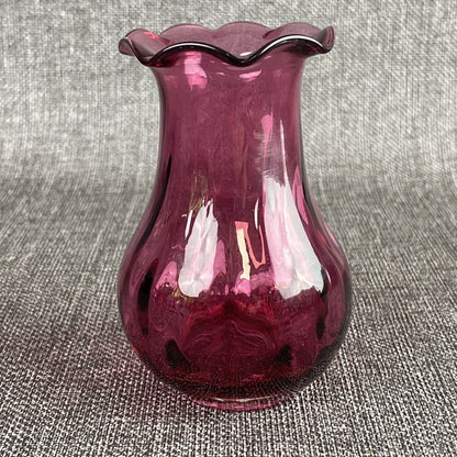 Vintage Pilgrim Cranberry Glass Vase Handmade in USA Lot of 2