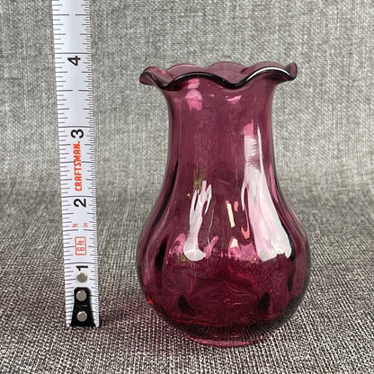 Vintage Pilgrim Cranberry Glass Vase Handmade in USA Lot of 2