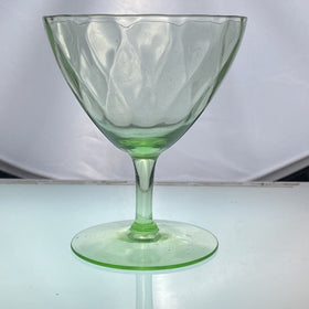 Lot Of 5- Vintage Depression Green Uranium Glass Fluted Low Sherbet 4"