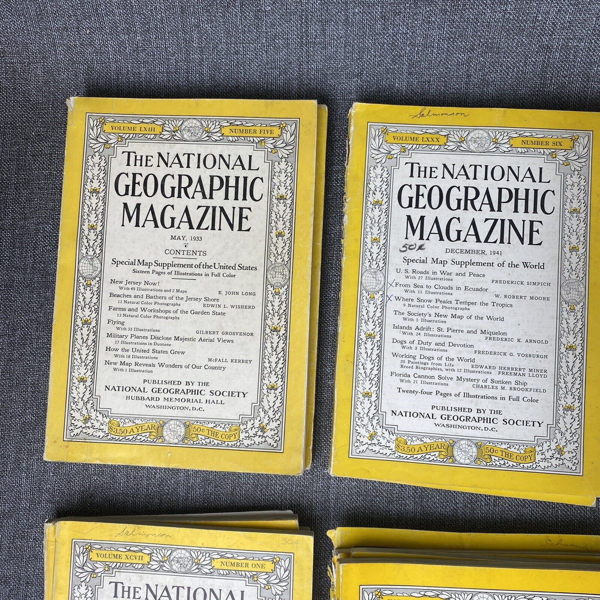 The National Geographic Magazine 1933 - 1955 , incomplete , 65 issues lot