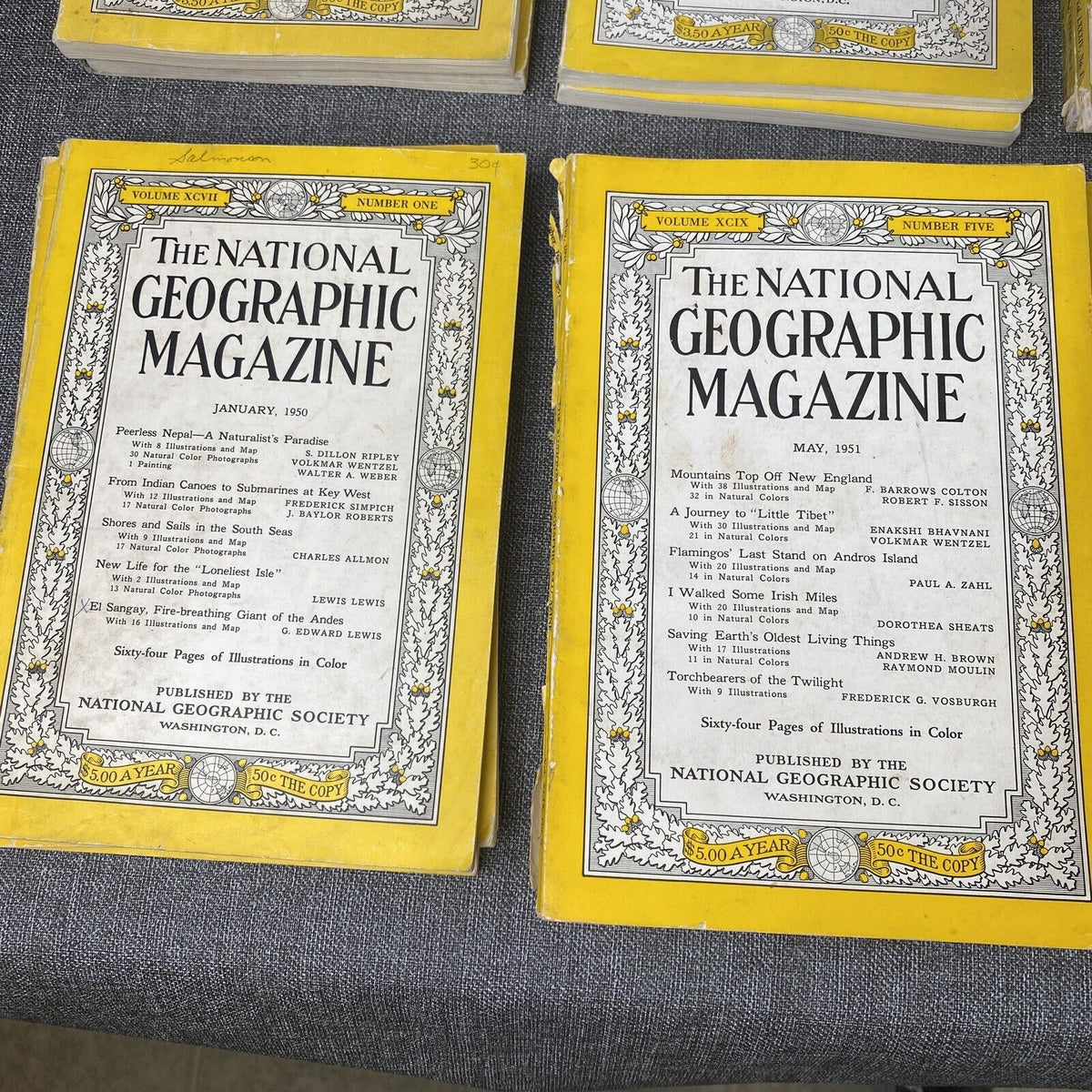 The National Geographic Magazine 1933 - 1955 , incomplete , 65 issues lot