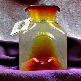 Vintage BLENKO glass Water Bottle Amberina With Original Tag