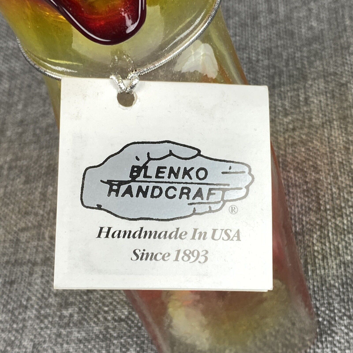 Vintage BLENKO glass Water Bottle Amberina With Original Tag