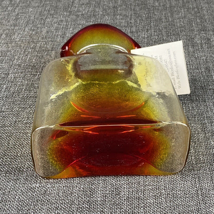 Vintage BLENKO glass Water Bottle Amberina With Original Tag