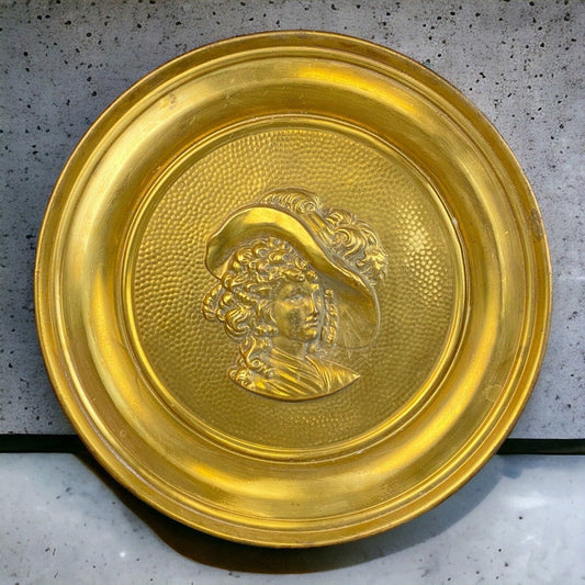 Vintage Large Lombard C&A LTD England 16" Brass Wall Plate- Wall Art- Wall Decor