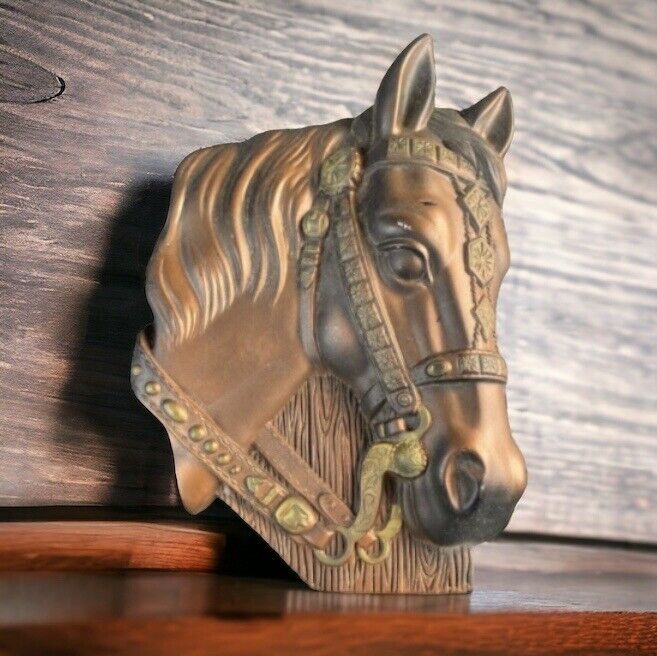 Vintage Chalkware Horse Head Bust Wall Hanging Plaque 3D 1964 Miller Studio