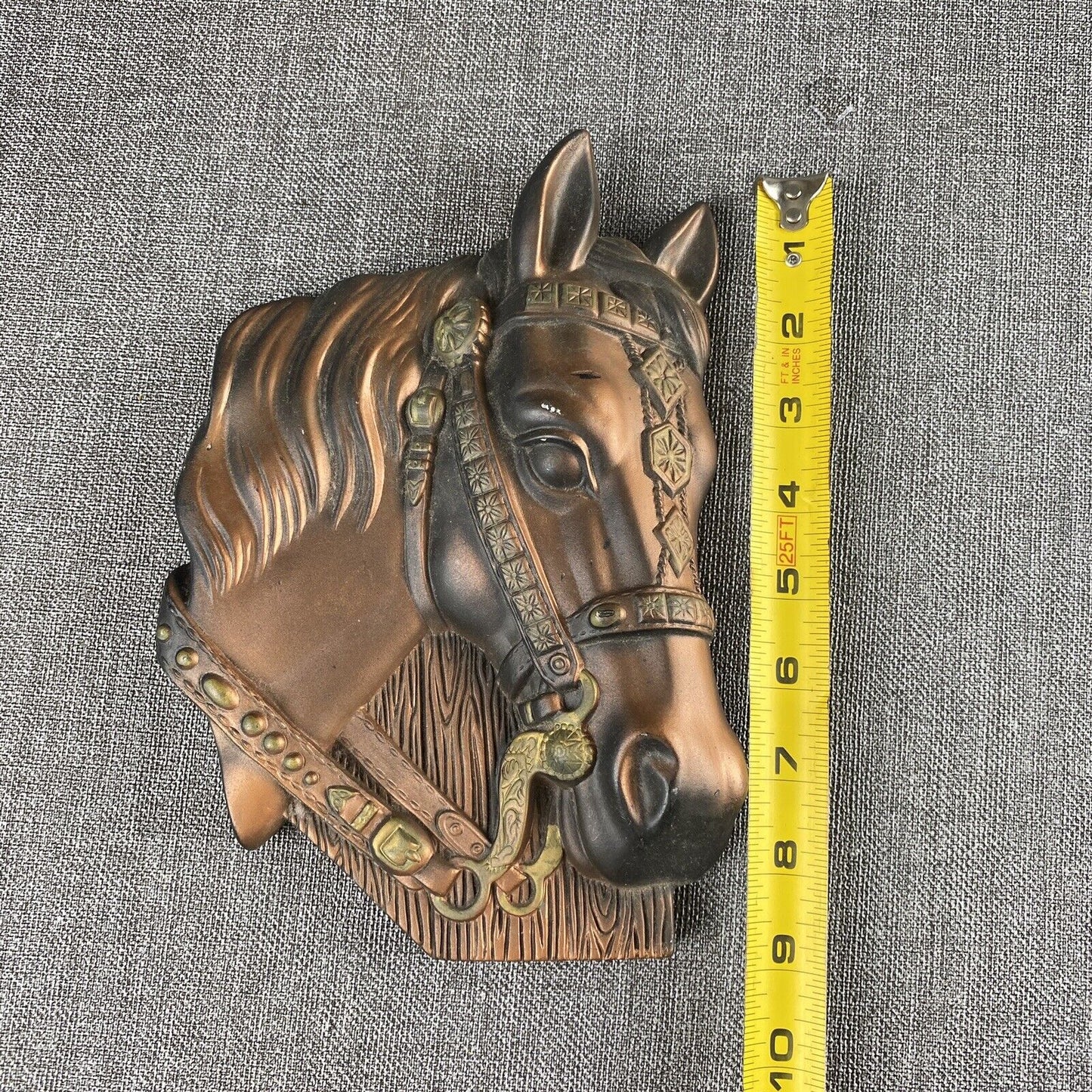 Vintage Chalkware Horse Head Bust Wall Hanging Plaque 3D 1964 Miller Studio