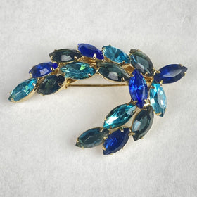 Vintage Juliana Blue Rhinestone Pin Brooch 3"
