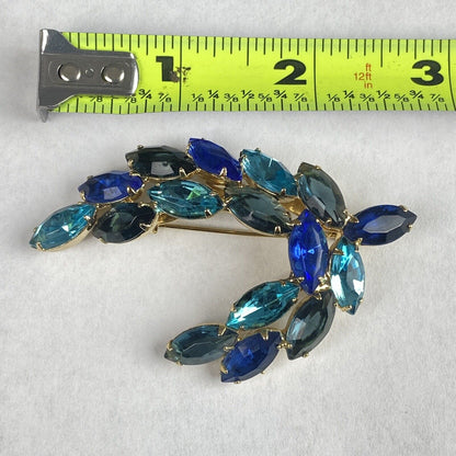 Vintage Juliana Blue Rhinestone Pin Brooch 3"