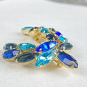 Vintage Juliana Blue Rhinestone Pin Brooch 3"