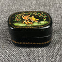 Russian SIGNED Lacquered Hand Painted Wooden Trinket Box Ivan & Firebird 2" long