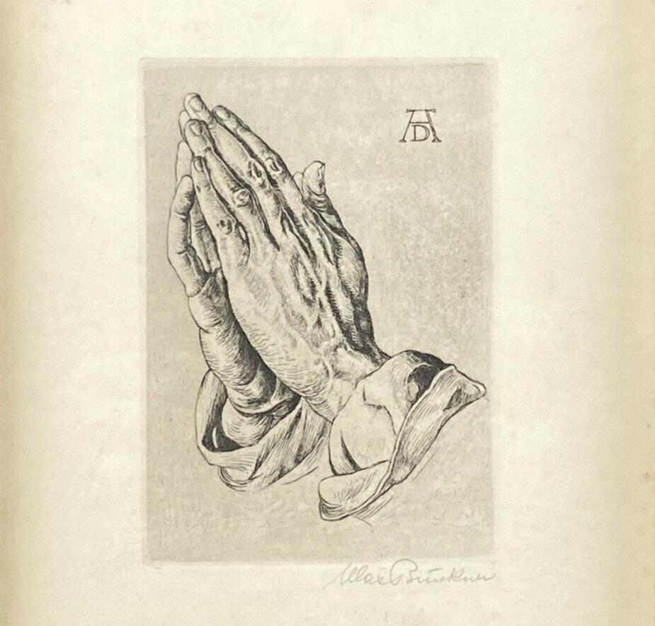 Framed Vintage Albrecht Durer Praying Hands by SIGNED 10"x7.5"