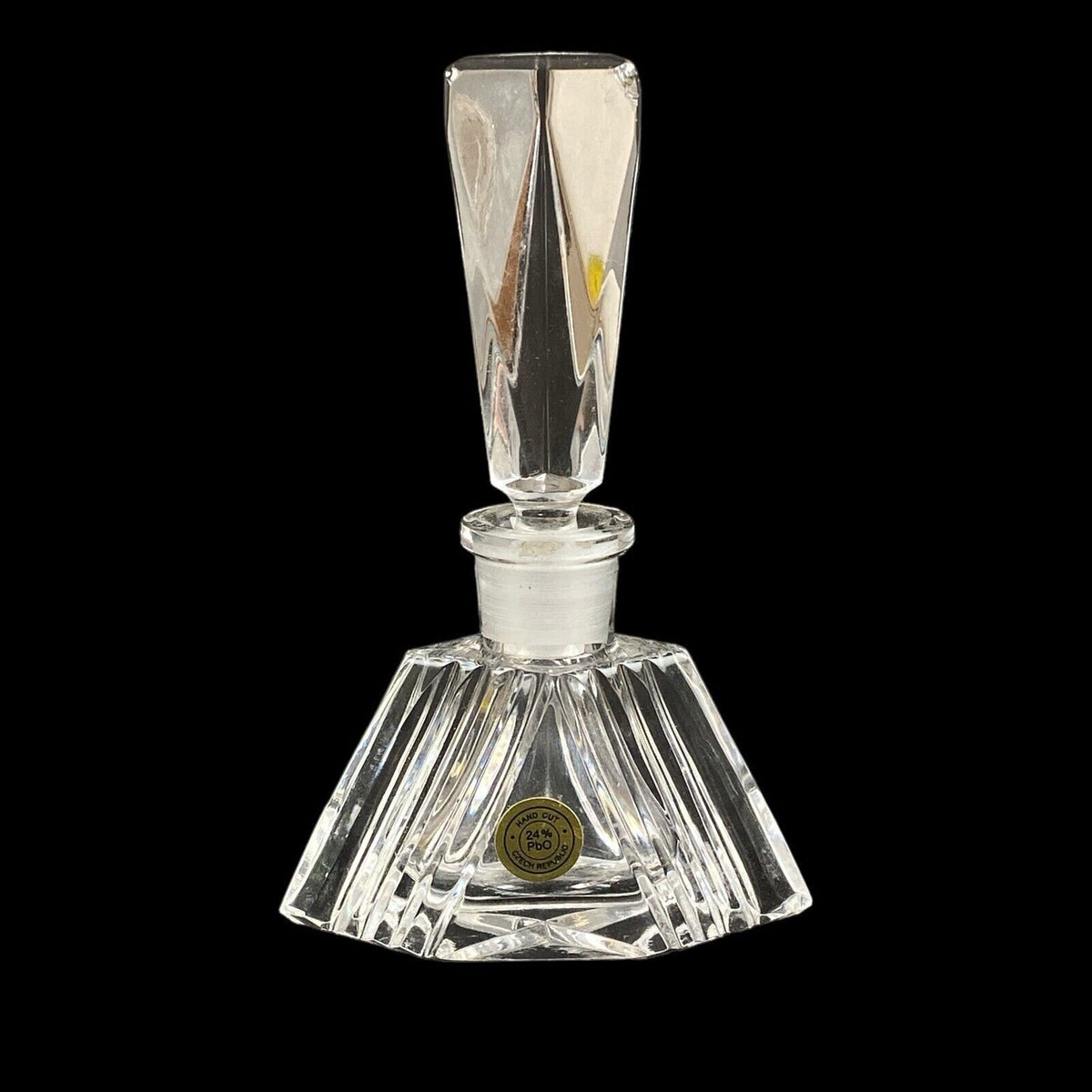 Vintage Art Deco Czech Crystal Glass Perfume Bottle (READ)