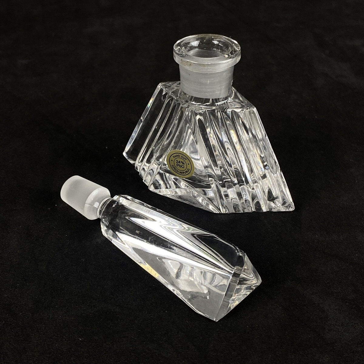 Vintage Art Deco Czech Crystal Glass Perfume Bottle (READ)