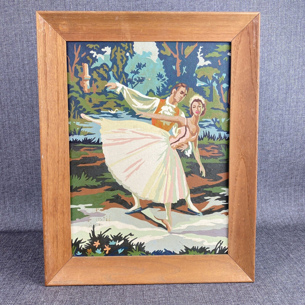 Pair of 2 Vintage paint by number ballerinas MCM  16"x12"