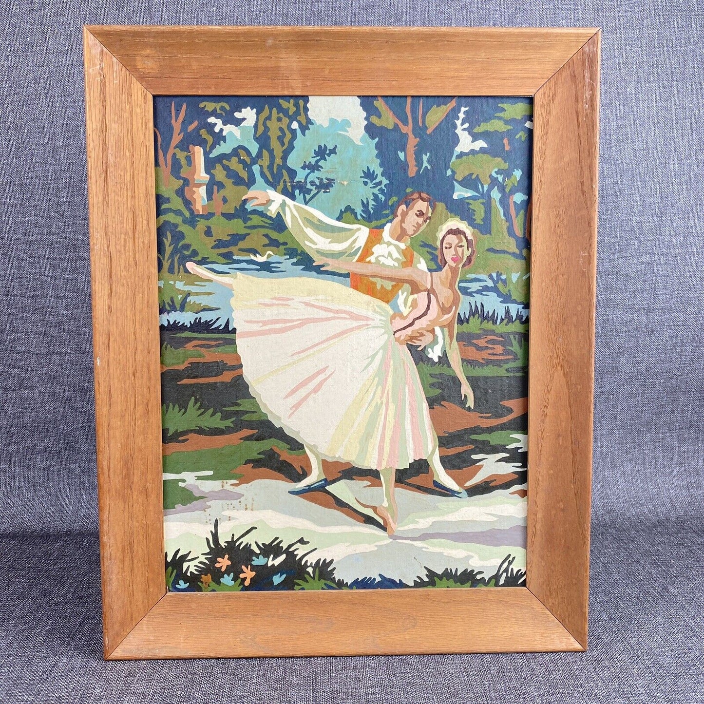 Pair of 2 Vintage paint by number ballerinas MCM  16"x12"