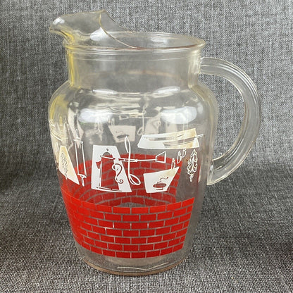 Vintage Anchorglass Seven Piece, Six Tumblers, One Pitcher Refreshment Set