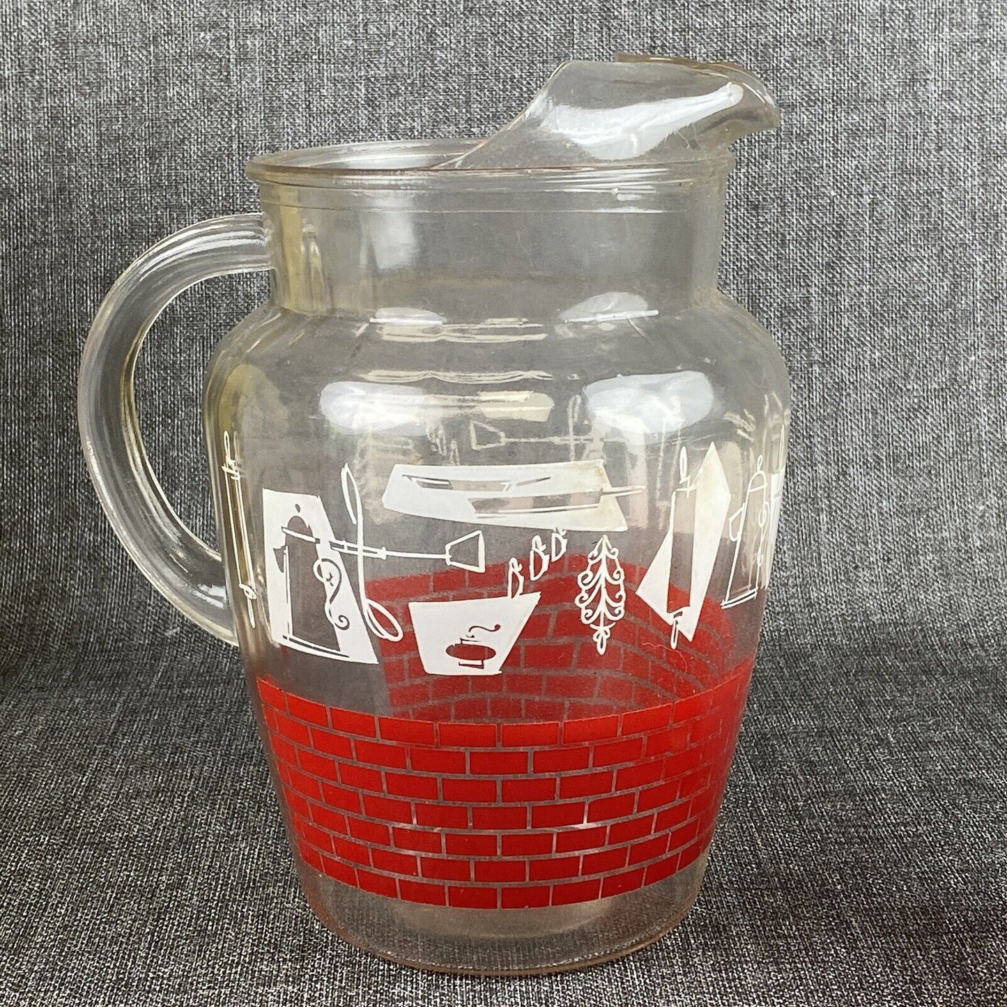 Vintage Anchorglass Seven Piece, Six Tumblers, One Pitcher Refreshment Set