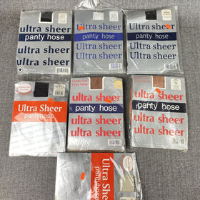 Lot of 7 Vintage Ultra Sheer Pantyhose - Queen Size Extra Wide, variety of color