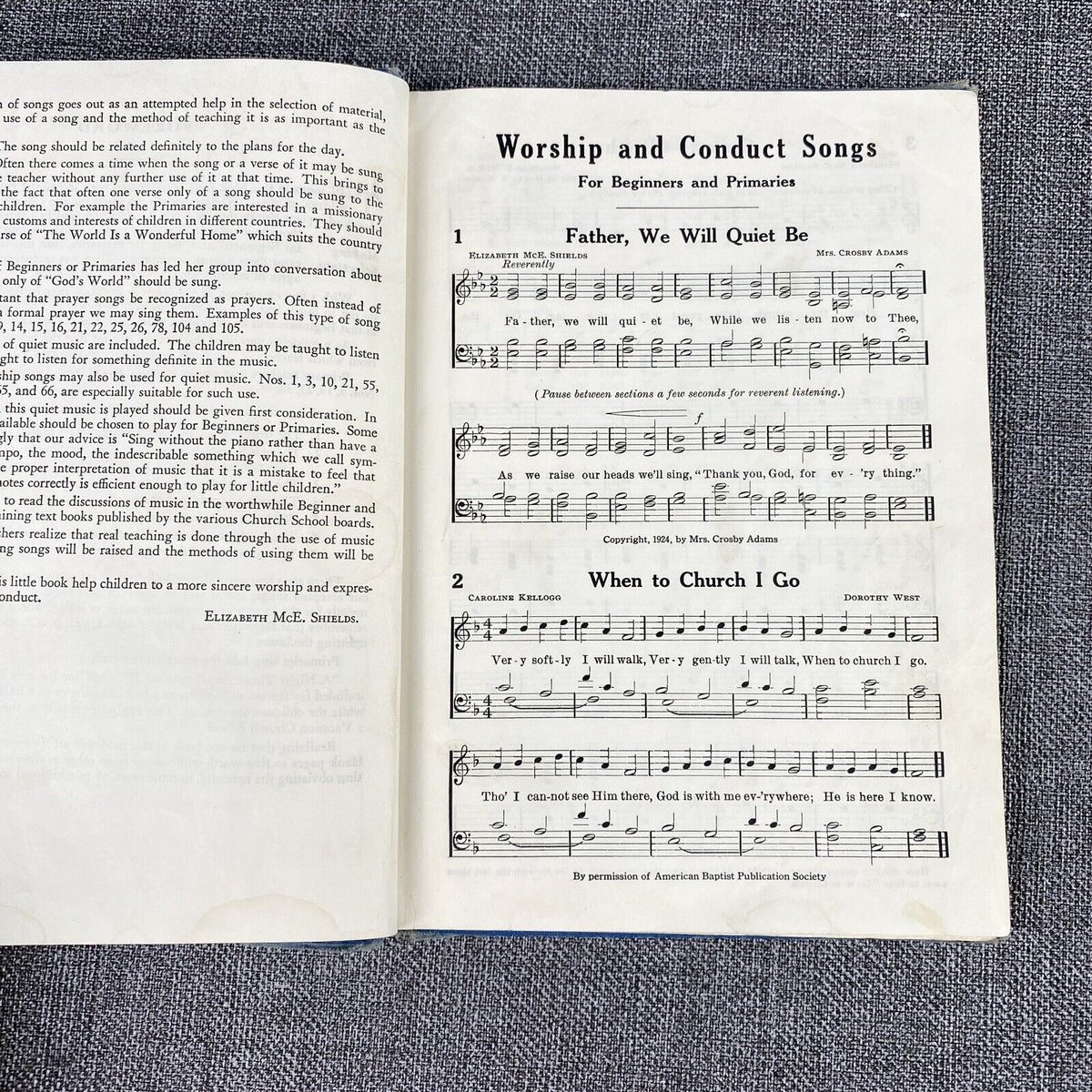 Worship & Conduct  Song for beginners and primaries Sunday Schools USA, 1929