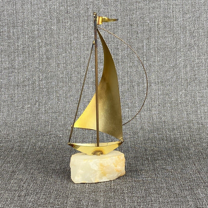 Vintage Sailboat Marble Base Mid Century Modern Signed John DeMott