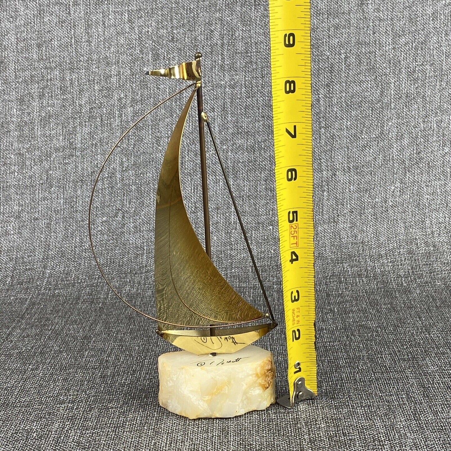 Vintage Sailboat Marble Base Mid Century Modern Signed John DeMott