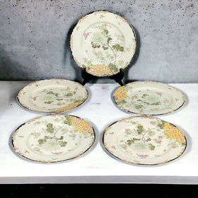 Lot of 5 Vintage Hand Painted Floral Plates 8.5"