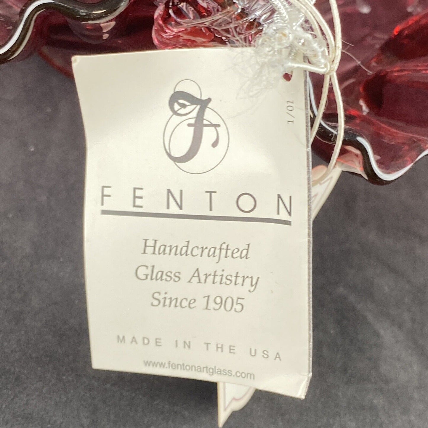Pilgram Glass Fenton Cranberry with Clear Handle Basket Original Tags