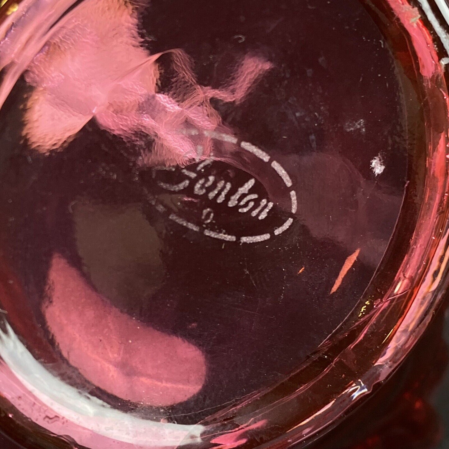 Pilgram Glass Fenton Cranberry with Clear Handle Basket Original Tags