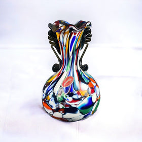 Murano Italy Hand Blown Multicolor Art Glass Vase 6.5"