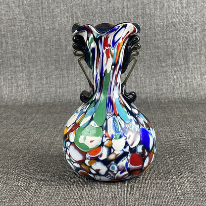 Murano Italy Hand Blown Multicolor Art Glass Vase 6.5"