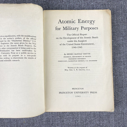 Atomic Energy For Military Purposes by Henry DeWolf Smyth 1945