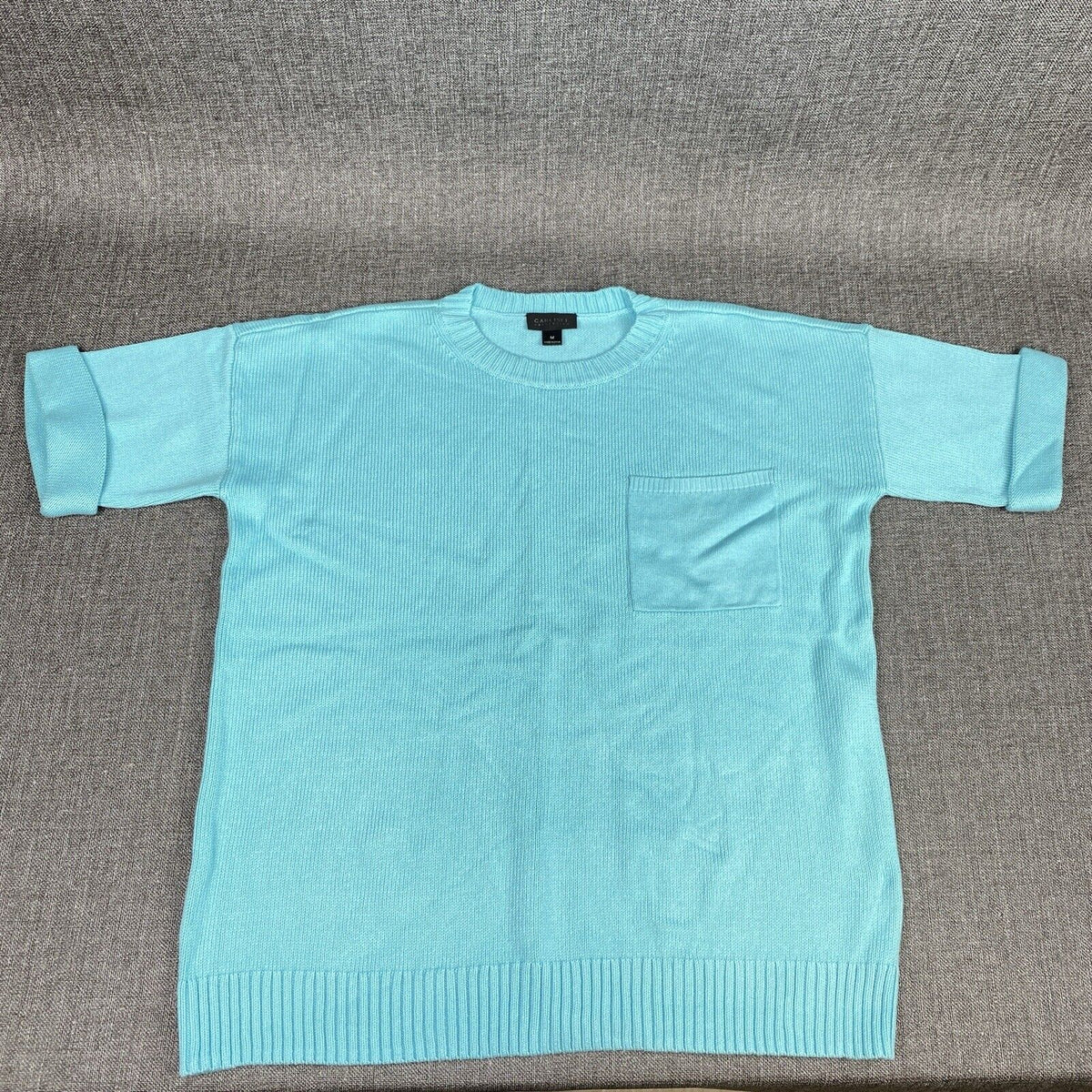 Carlisle Sweater Blue Size Medium M Light Blue Short Sleeve Cotton Blend