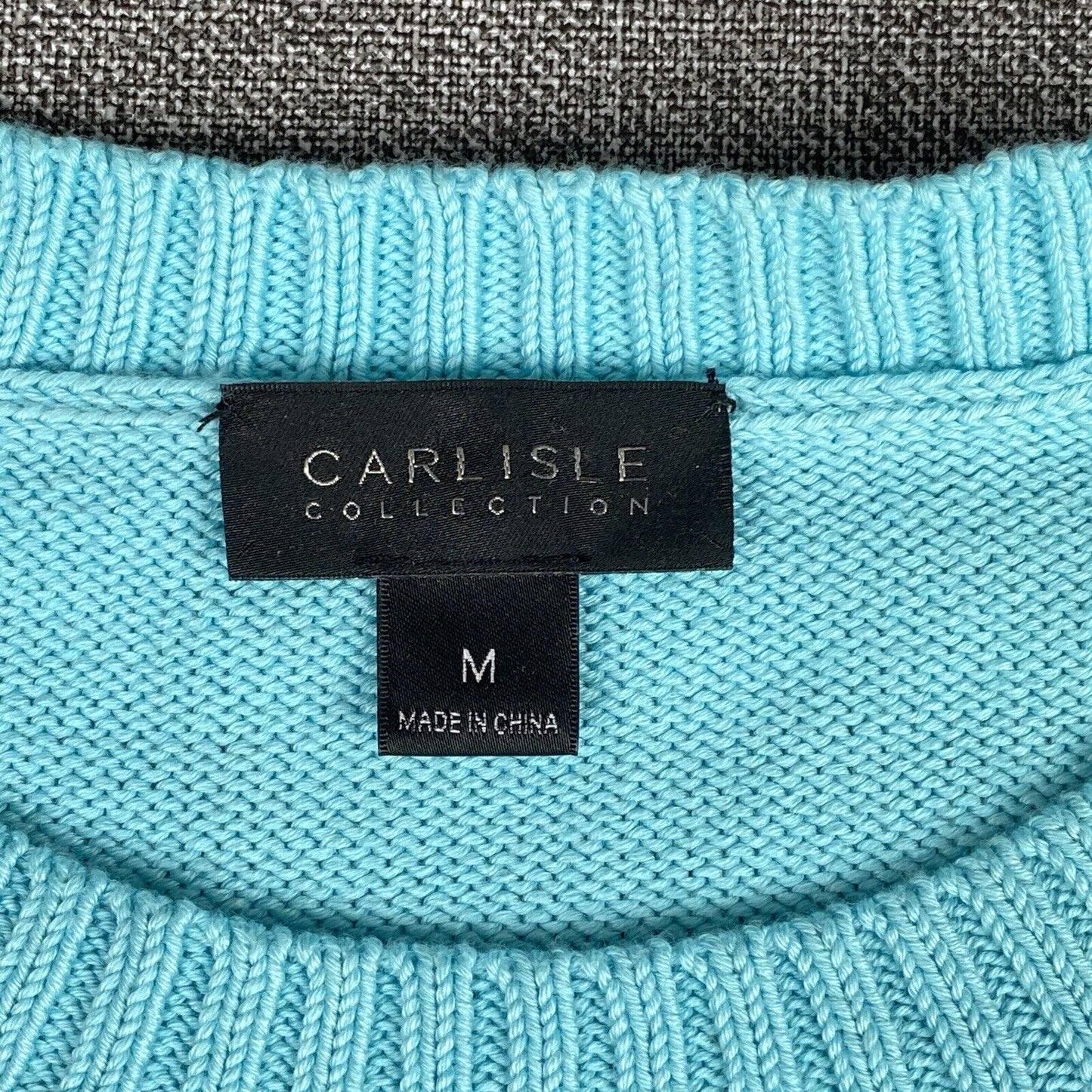 Carlisle Sweater Blue Size Medium M Light Blue Short Sleeve Cotton Blend